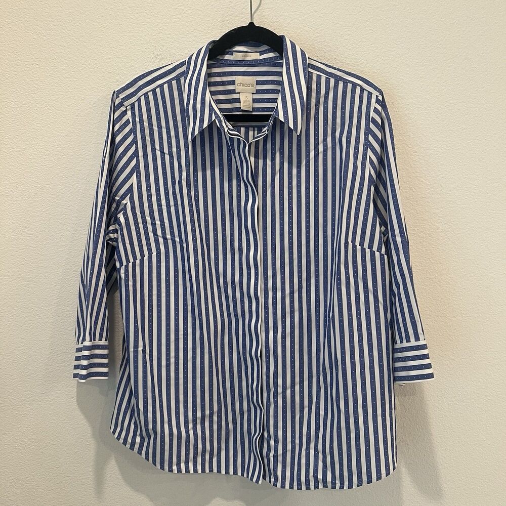 Chico’s Women’s No Iron Striped Button Up Shirt Size XL - Coastal Career School